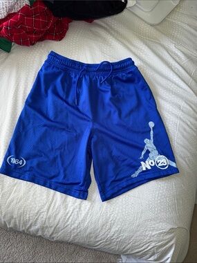 Jordan Royal Blue Mesh Shorts with White Jumpman Graphic
